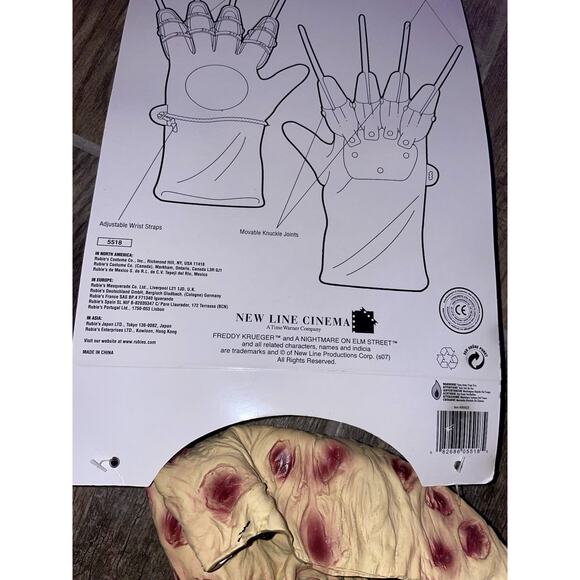 Nightmare On Elm Street Freddy Krueger Glove & Mask Set Rubies Horror Costume - Picture 6 of 8
